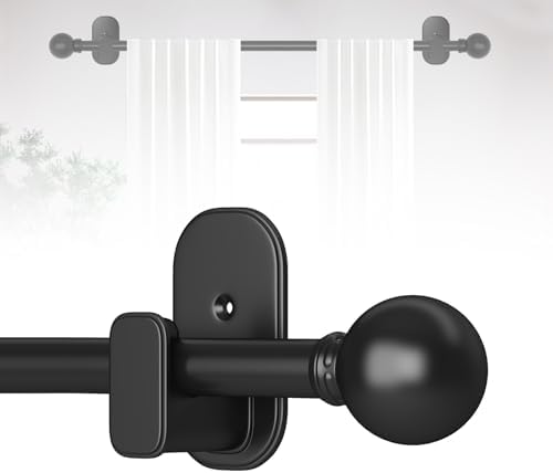 TKZTKZ No Drill Curtain Rods 32-45 Inch Black Adjustable 1