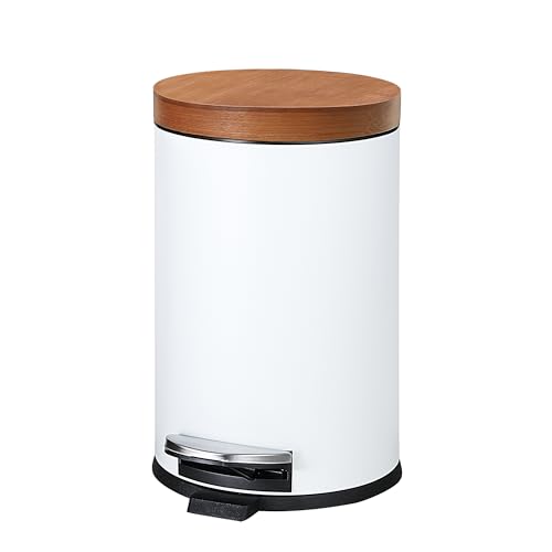 SunnyPoint Elite Bamboo Trash Can 45L White 1