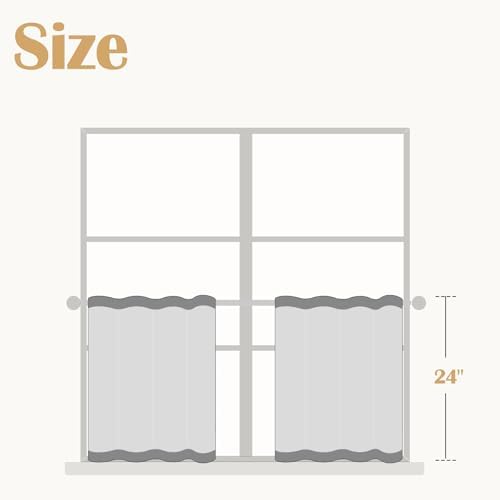 Jinchan Striped Linen Tier Curtains 2 Panels Black on Beige