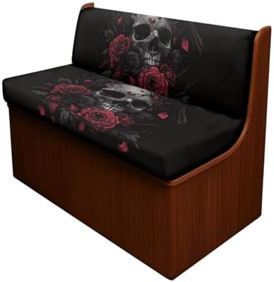 Drydeepin Skull Rose Pattern RV Dinette Cushion Covers 2Sets