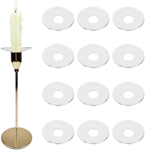 12 Pack Clear Bent Glass Candle Bobeches for Candlestick Holders