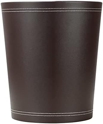 KINGFOM Classic Pu Leather Trash Can for Home and Office