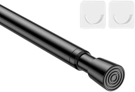 MEXAU 1Pack Black Spring Tension Rod 26-39 Inch Adjustable Extendable