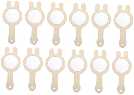 Angoily 12pcs Mini Wooden Hand Mirror DIY Set for Kids
