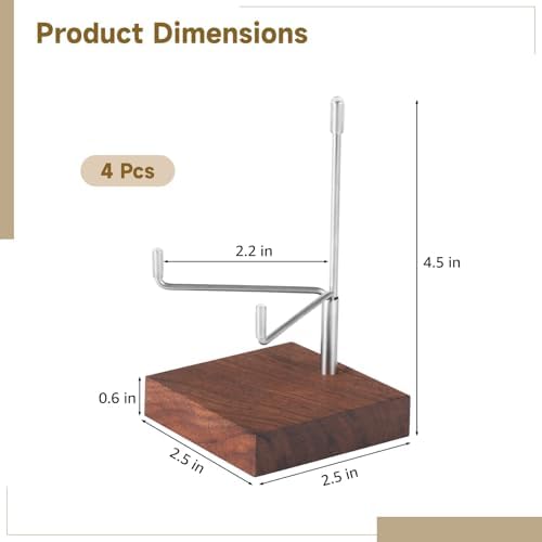 4 Pcs Walnut Crystal Display Stands with Adjustable Metal Arms 1