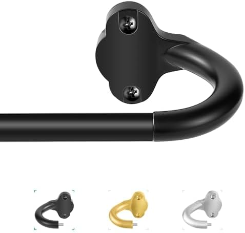 TVWOO Matte Black Wrap Around Curtain Rods 28-48 Inch
