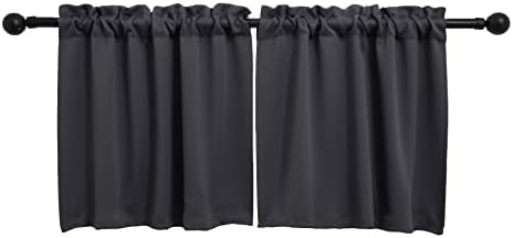 Pickluc Rod Pocket Tier Curtain - 30x24 Dark Grey 2 Panels