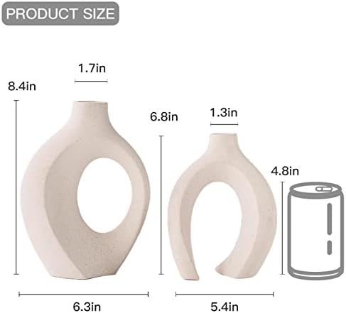 Snuggle Hollow Ceramic Vase Set of 2 Boho Style