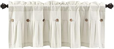 Lush Decor Linen Button Farmhouse Valance 52x18