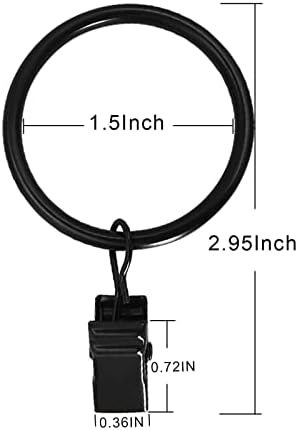 20 Pack Black Metal Curtain Clips with Rings