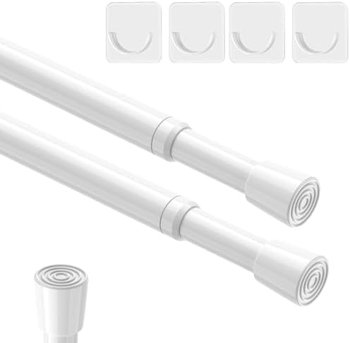 AIZESI 2pcs Adjustable Spring Tension Curtain Rods 26-39 Inch White 1