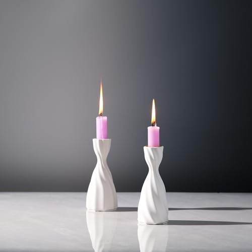 Twizzle Twist Candle Holder Set of 2 Cement 1