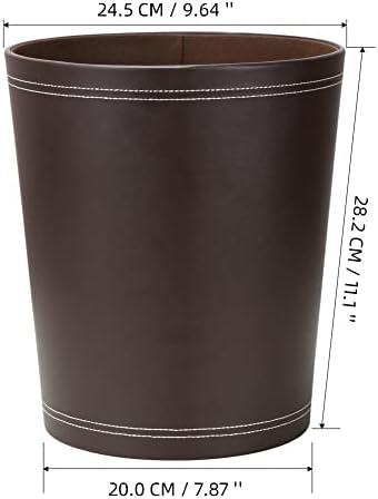 KINGFOM Classic Pu Leather Trash Can for Home and Office