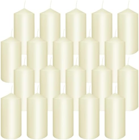 Set of 20 Ivory Pillar Candles 2x4 Inch