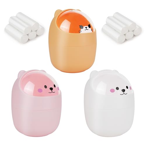 MOAMUN 3PCS Mini Trash Can with Lid Set