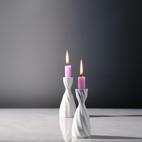 Twizzle Twist Candle Holder Set of 2 Cement 1