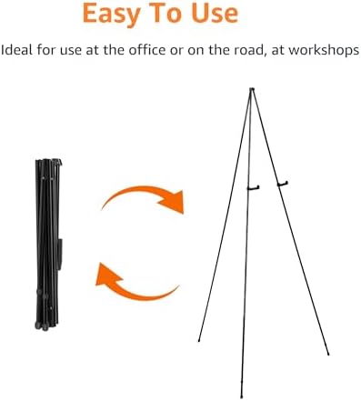 Amazon Basics Easel Stand with Tripod Base Black Steel 5 lb Support