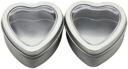 ccHuDE 6 Pcs Heart Shaped Metal Candle Jars with Clear Window