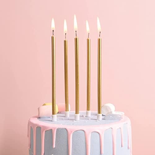 PHD CAKE Gold Long Thin Metallic Birthday Candles 1