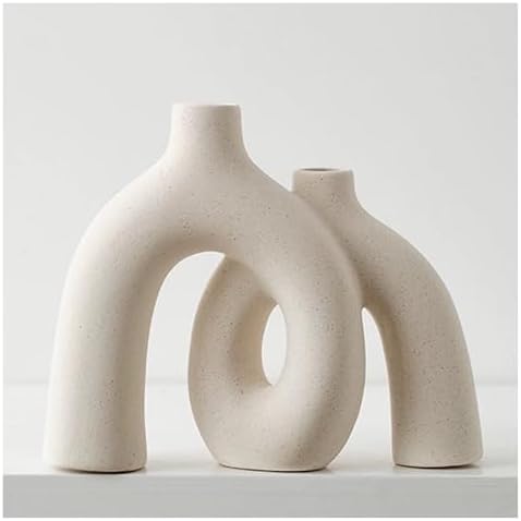 Jonronboci Hug Donut Vase Set - Cream White Matte Ceramic