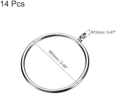 Uxcell 14 PCS Curtain Rod Rings with Eyelets - 22 Inch Inner Diameter Silver