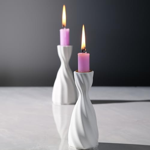 Twizzle Twist Candle Holder Set of 2 Cement 1