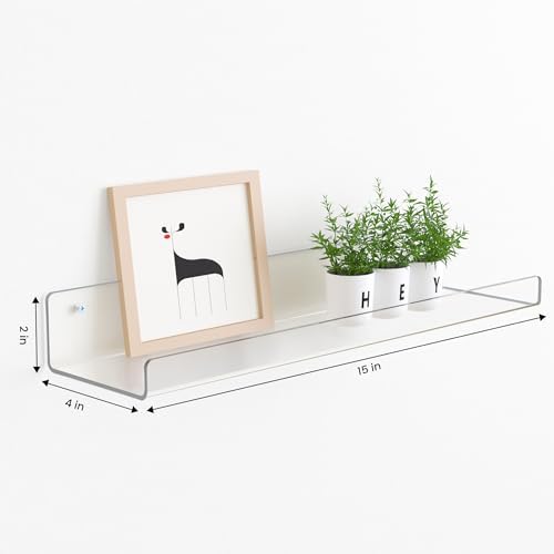 Upsimples 4 Pack Clear Floating Shelves for Wall Storage