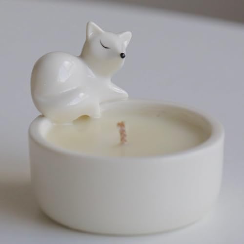 AntExpanse Fox Candle Holder Set with Scented Candle and Keychain