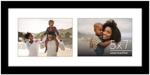 Americanflat 5x7 Double Frame with Shatter-Resistant Glass - Black