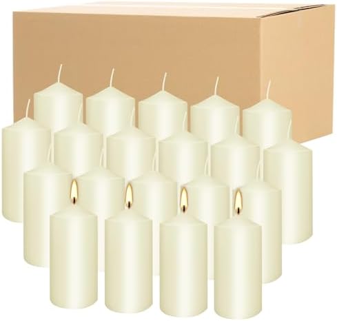 Set of 20 Ivory Pillar Candles 2x4 Inch