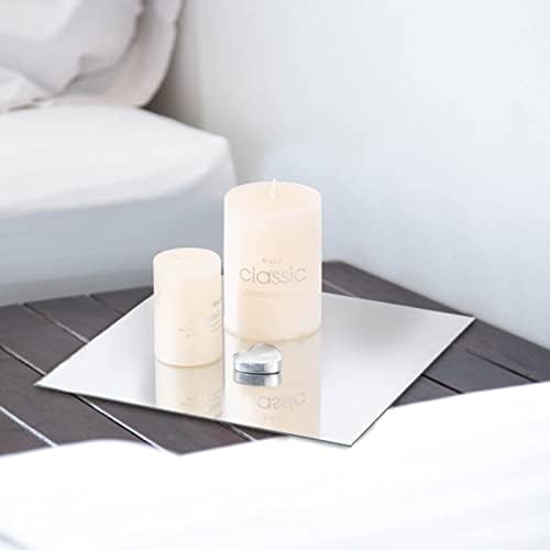 VASUHOME 12 Square Mirror Candle Plates Set of 12