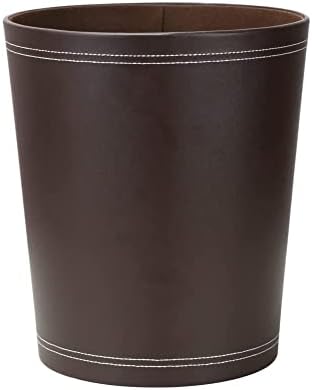 KINGFOM Classic Pu Leather Trash Can for Home and Office