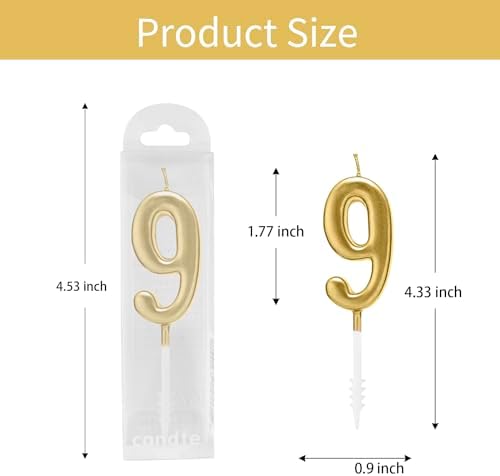 Beanlieve 10-Piece Numeral Birthday Candles - Champagne Gold