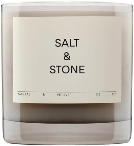 Salt Stone Santal Vetiver Jar Candle 50 Hour Burn Coconut Soy Wax