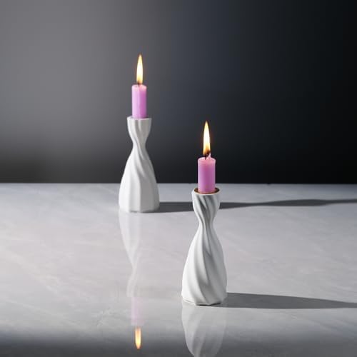 Twizzle Twist Candle Holder Set of 2 Cement 1
