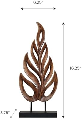 Decozen Hand Carved Wooden Leaf Coffee Table Decor