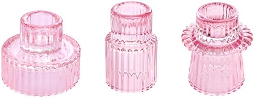 Vixdonos Pink Candlestick Holders Set of 3 1