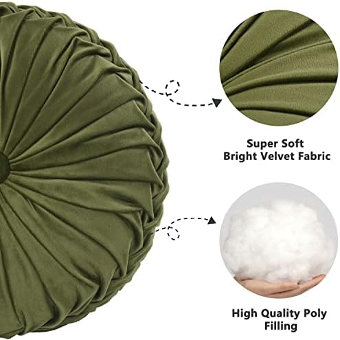 HIG Set of 2 Round Pleated Pumpkin Throw Pillows