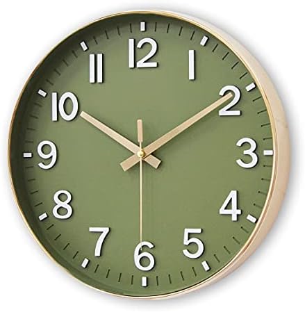 HZDHCLH Silent Wall Clock 12 Inch Modern Olive Green and Gold