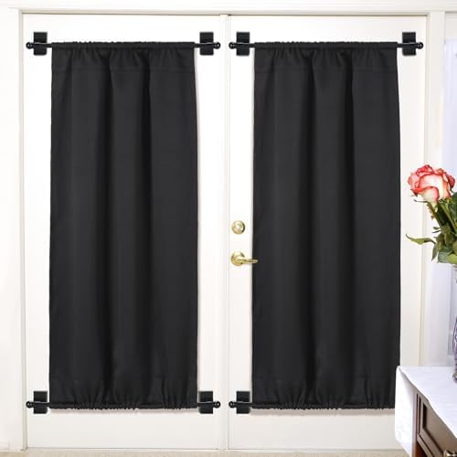 Chunful Blackout French Door Curtains with Magnetic Rods