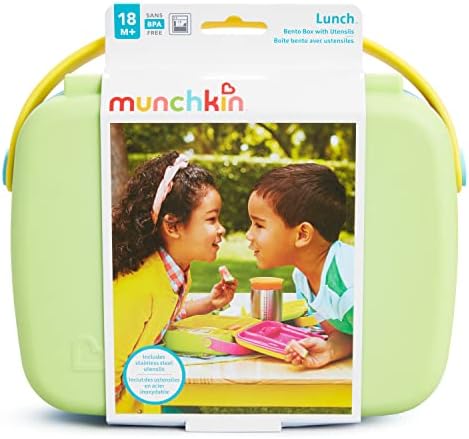 Munchkin Bento Box for Kids with Utensils Green