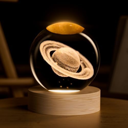 3D Solar System Crystal Ball with LED Light USB Power