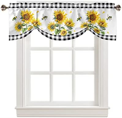 Sabolny Black Sunflower Valance Curtain for Living Room