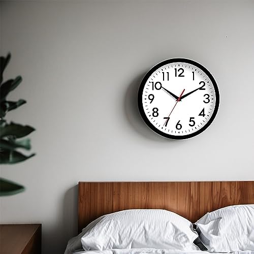 DAXSMY 8 Inch Silent Wall Clock Black