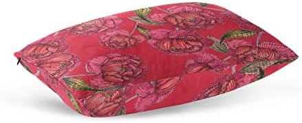 Susiyo Red Peonies Throw Pillow Covers with Hidden Zipper