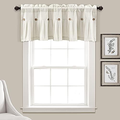 Lush Decor Linen Button Farmhouse Valance 52x18