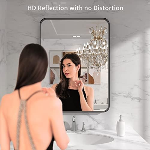 LOAAO 22x30 Inch Matte Black Bathroom Mirror