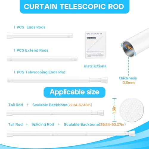 MEXAU Adjustable Spring Curtain Rod 28-48 Inch No Drilling 1
