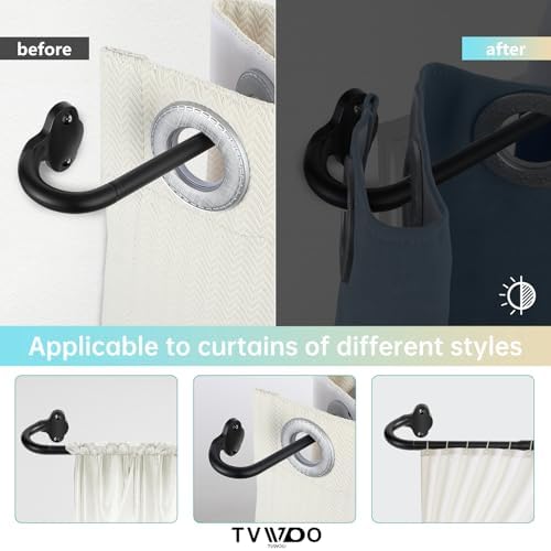 TVWOO Matte Black Wrap Around Curtain Rods 28-48 Inch