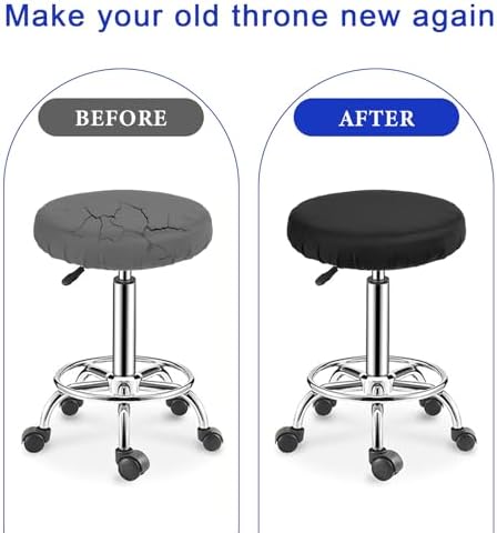 2 Pcs Black Round Bar Stool Covers High Elastic Soft Cushion Slipcovers